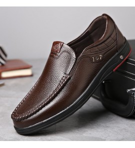 Comfy Casual Business Genuine Leather Slip On Soft Oxfords