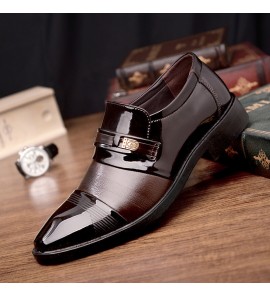 Men Leather Breathable Comfy Soft Sole Pointy Toe Dress Oxford Casual Business Shoes
